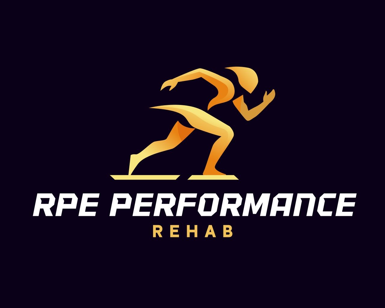 RPE Performance Rehab — gold running figure
